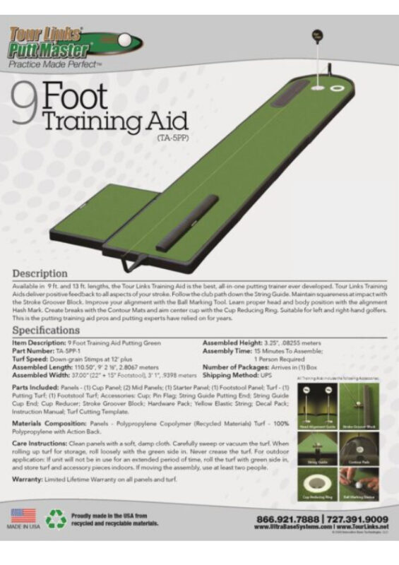 9 Foot Training Aid · Real Feel Golf Mats